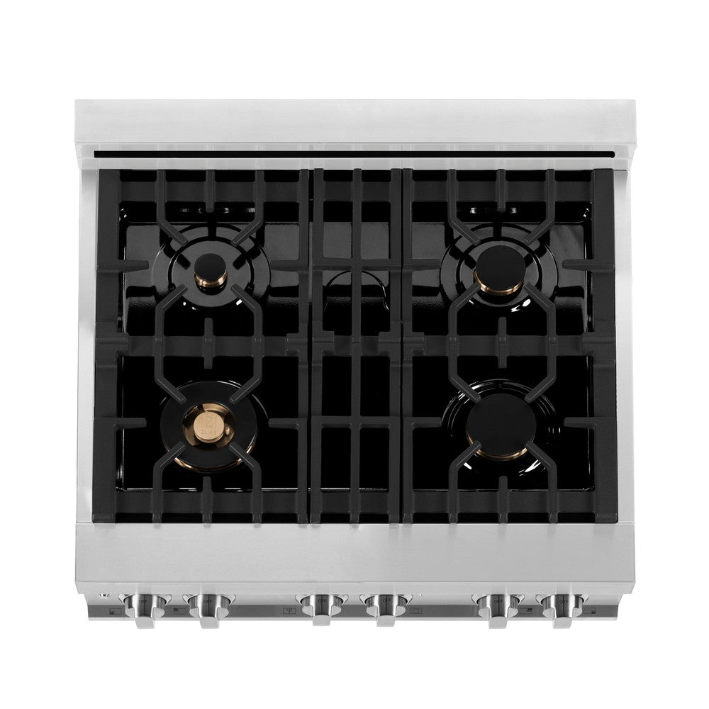 ZLINE Legacy 30-inch range in stainless steel RA-BR-30, from above