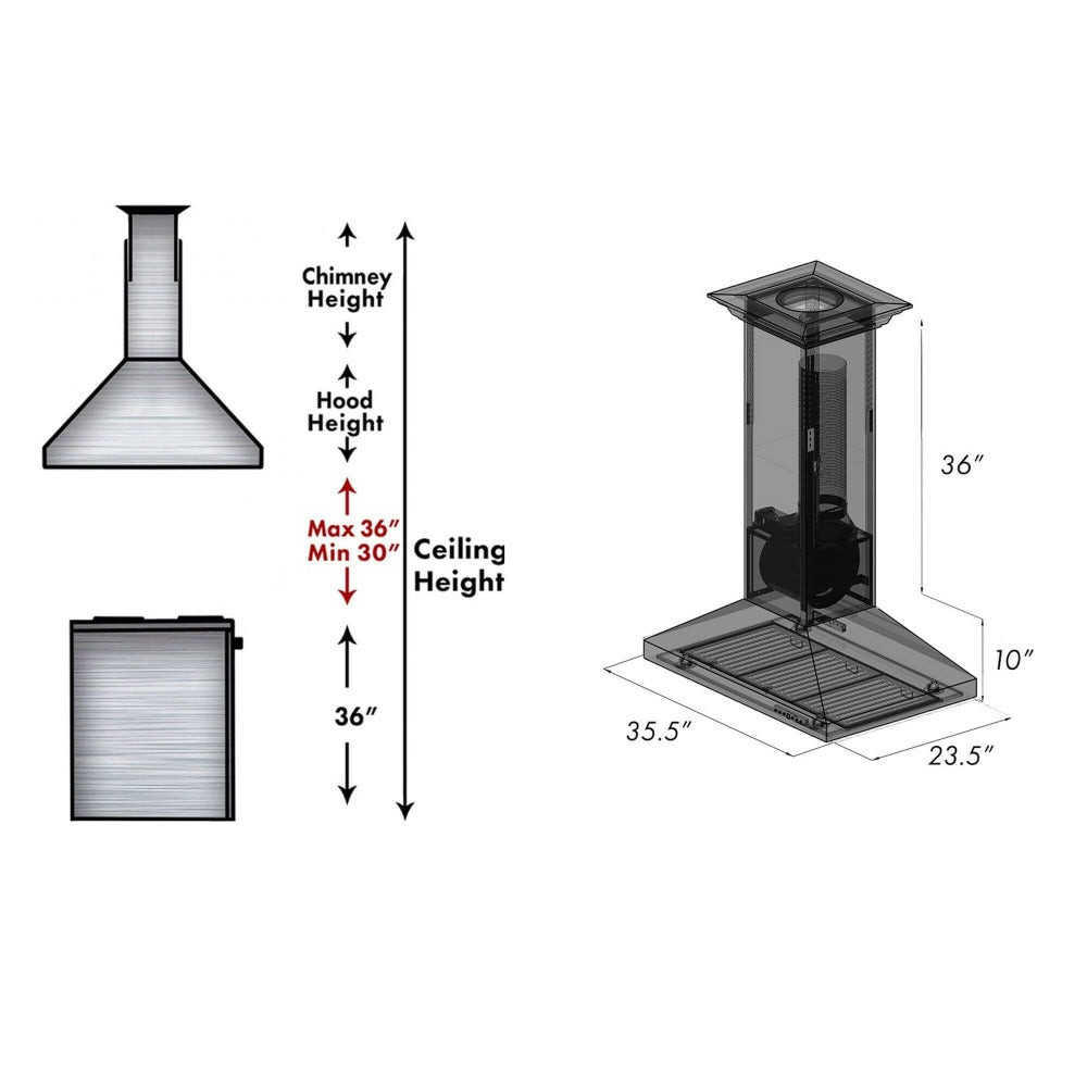 ZLINE Designer 36-inch range hood in oil-rubbed bronze 8KL3IB-36, view 6