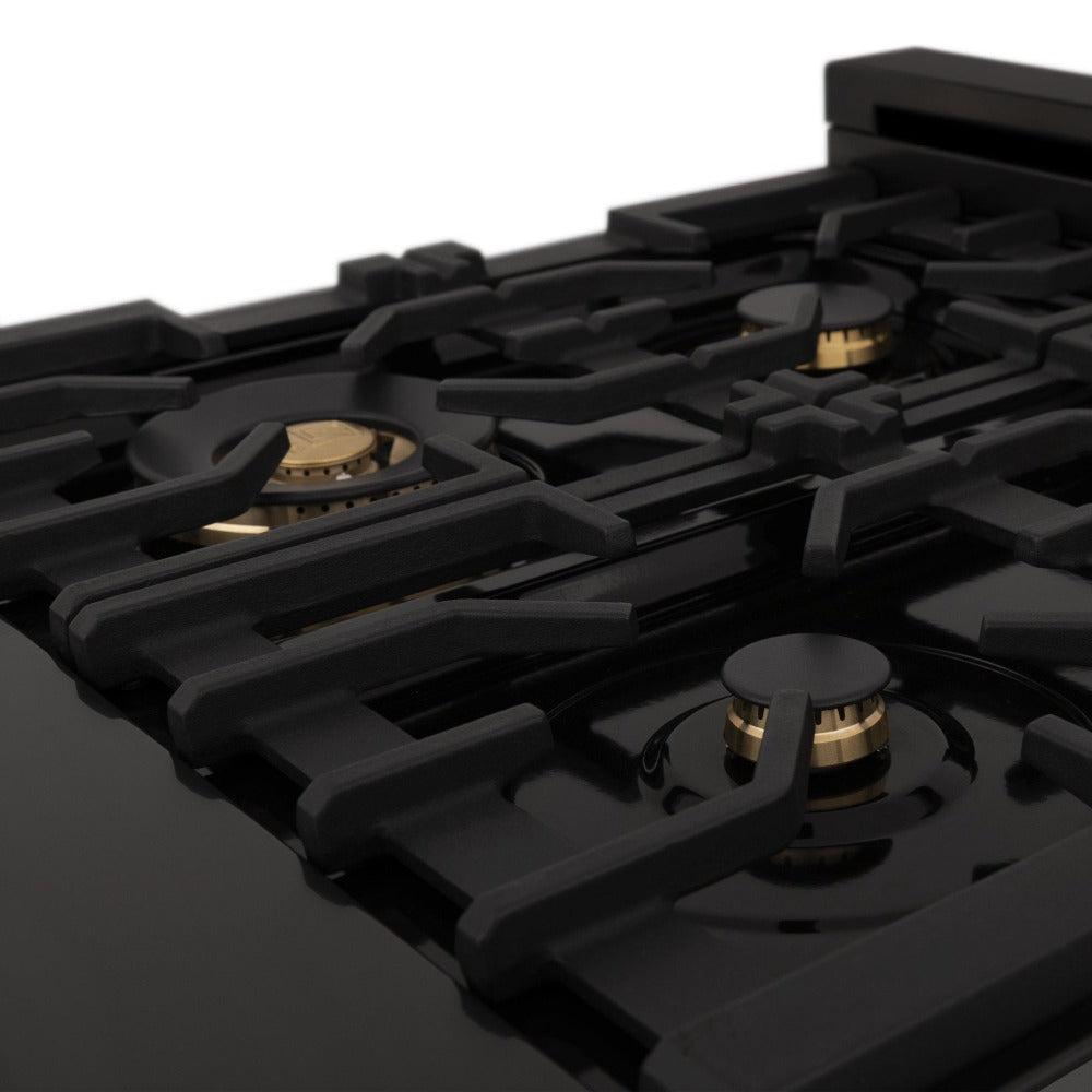 ZLINE Autograph Edition Legacy 30-inch range in black stainless steel and champagne bronze accents RABZ-30-CB, view 7