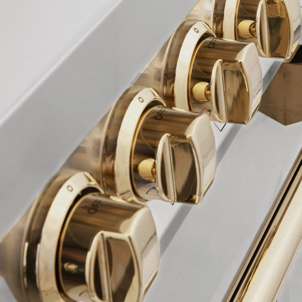 ZLINE Autograph Edition Legacy 30-inch range in stainless steel and polished gold accents RAZ-30-G, view 6
