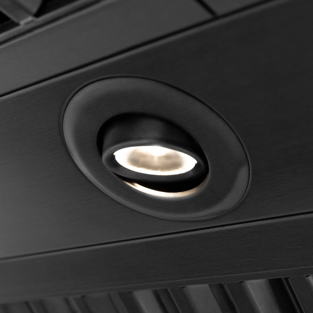 ZLINE Autograph Edition 30-inch range hood in black stainless steel and champagne bronze accents BS655Z-30-CB, view 4