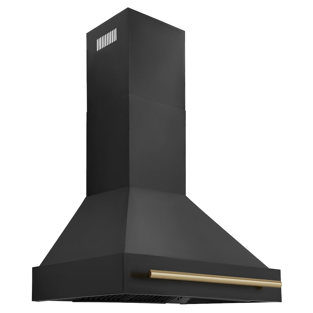 ZLINE Autograph Edition 30-inch range hood in black stainless steel and champagne bronze accents BS655Z-30-CB