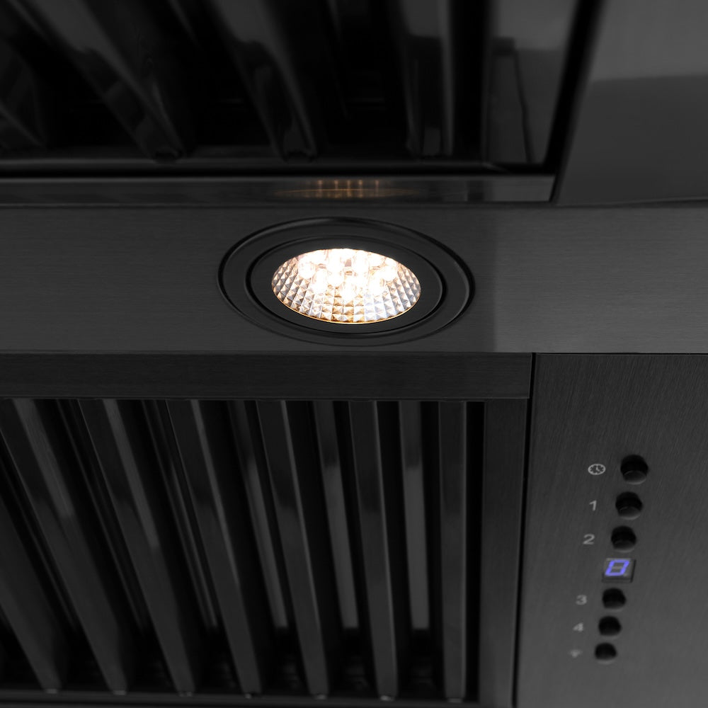 ZLINE Autograph Edition 48-inch range hood in black stainless steel and champagne bronze accents BS655Z-48-CB, view 4