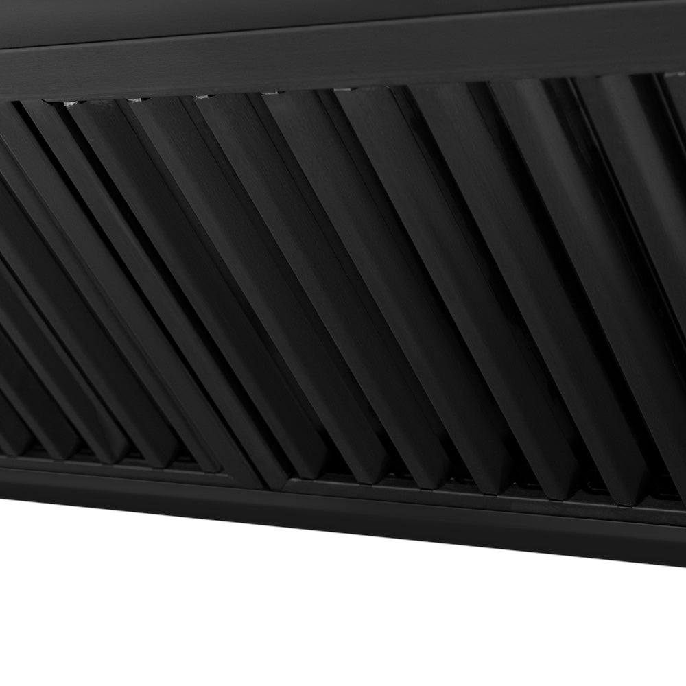 ZLINE Autograph Edition 48-inch range hood in black stainless steel and polished gold accents BS655Z-48-G, detail