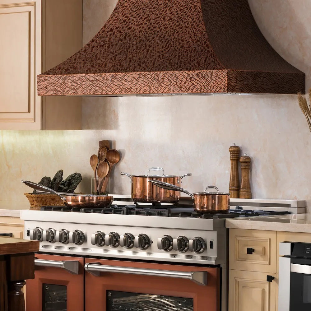 ZLINE Designer 48-inch range hood in hand-hammered copper 8632H-48, view 2