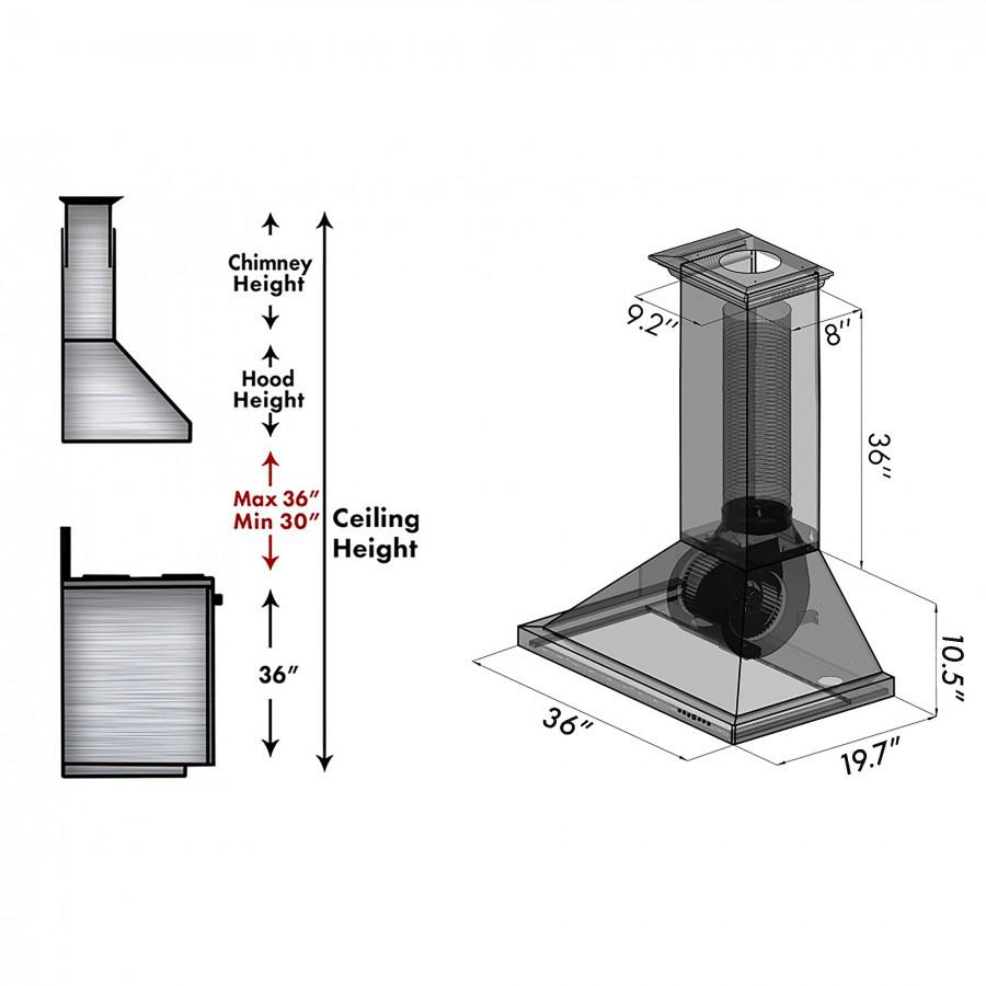 ZLINE Designer 36-inch range hood in hand-hammered copper 8KBH-36, view 7