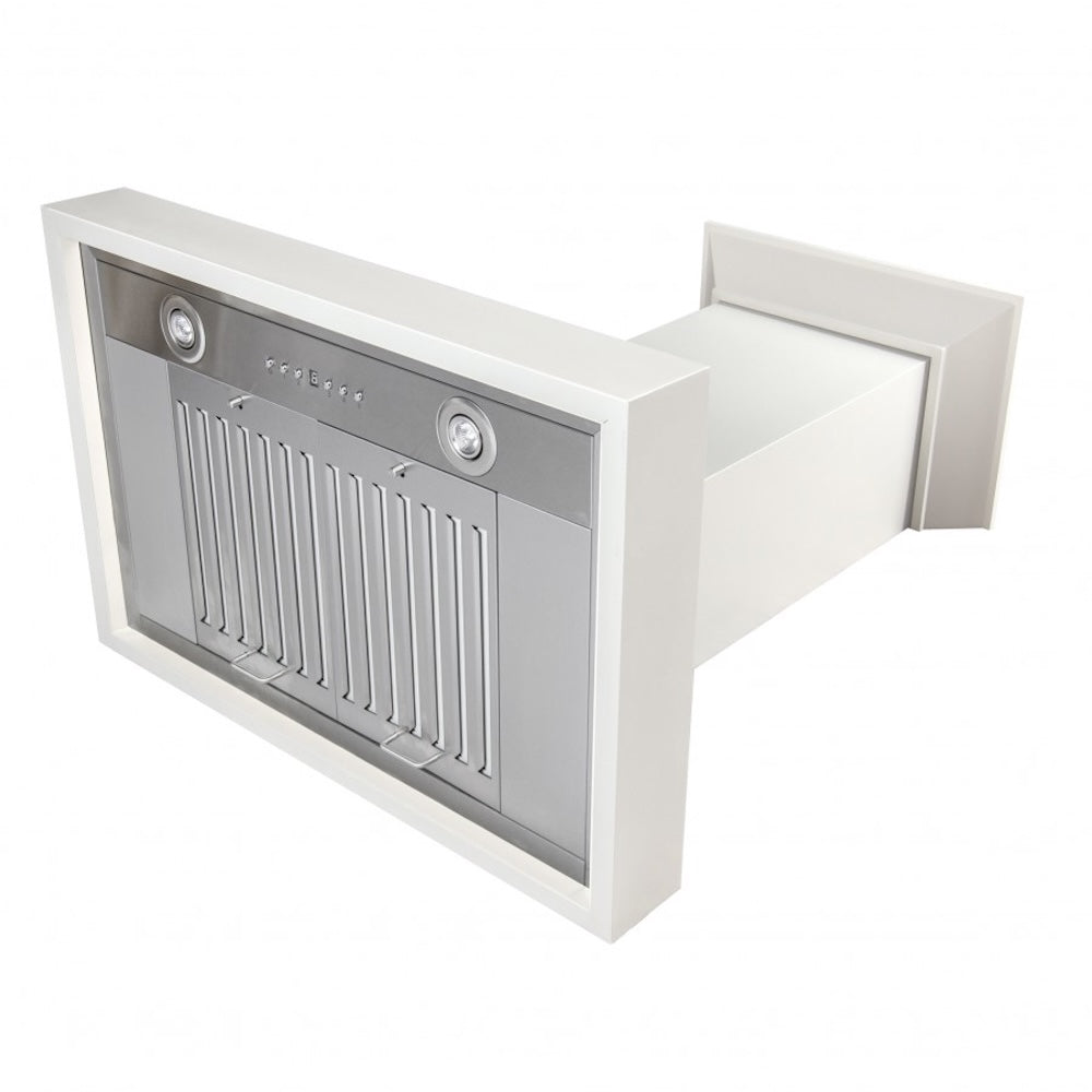ZLINE Wooden 30-inch range hood in cottage white KBTT-30, side view