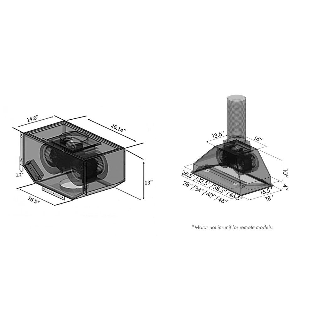 ZLINE Remote Blower 40-inch range hood in stainless steel 698-RD-40, view 7