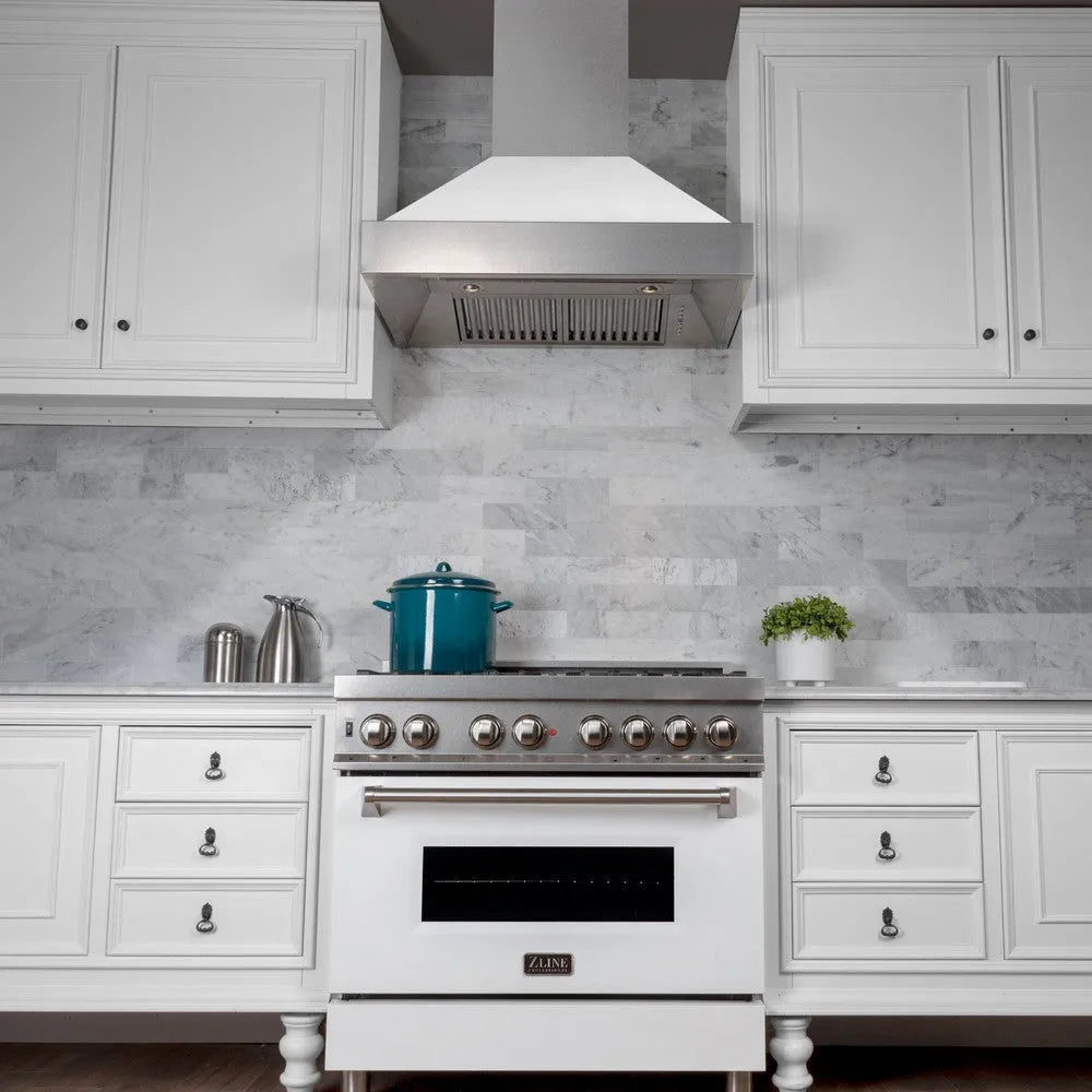 ZLINE 30-inch range hood in satin stainless steel 8654WM-30, view 2