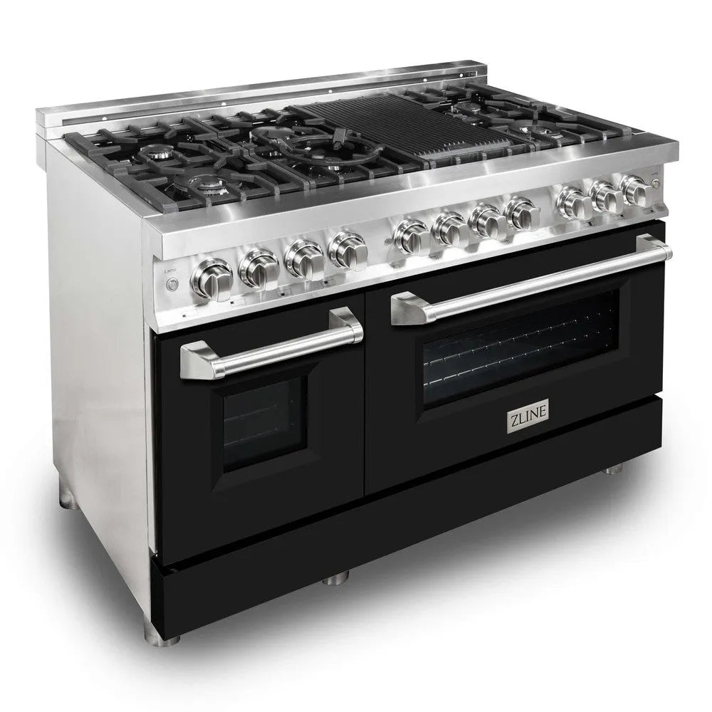 ZLINE Legacy 48-inch range in stainless steel with black matte door RA-BLM-48