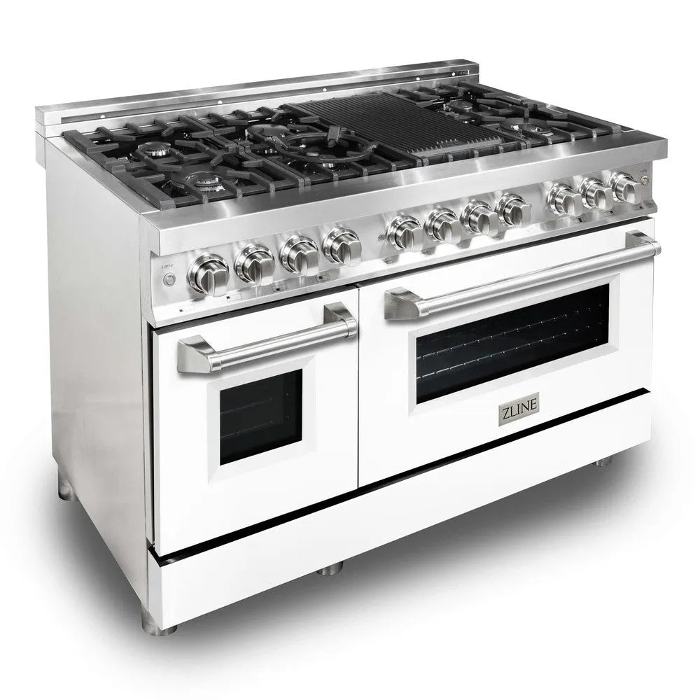 ZLINE Legacy 48-inch range in stainless steel with white matte door RA-WM-48