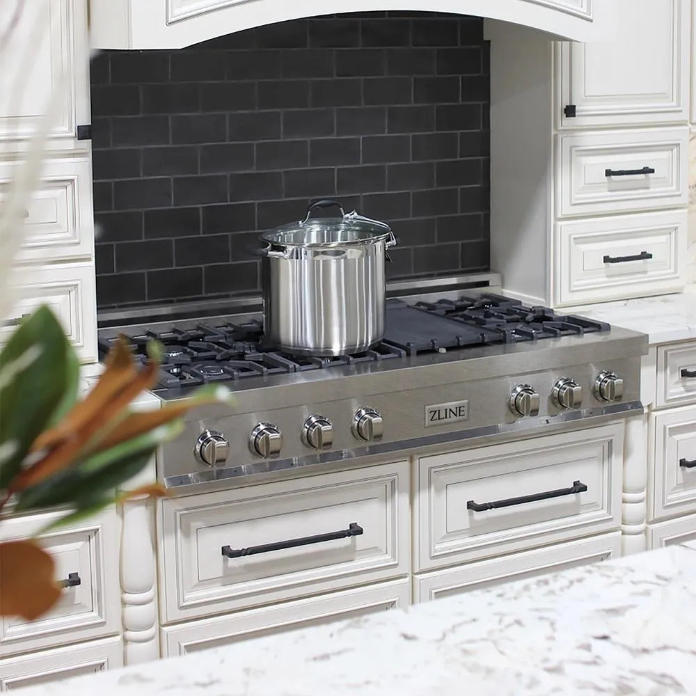 ZLINE Legacy 48-inch rangetop in satin stainless steel RTS-48, from above
