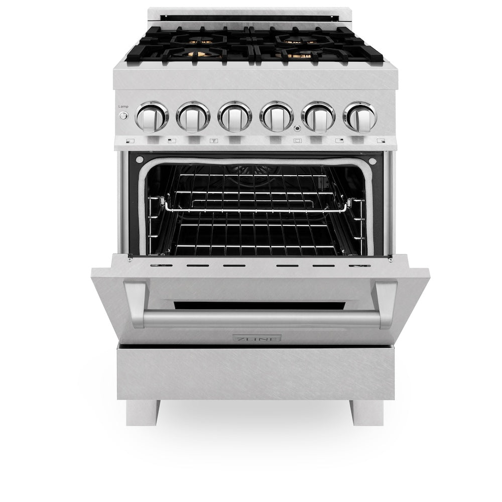 ZLINE Legacy 24-inch range in satin stainless steel RAS-SN-BR-24, front view