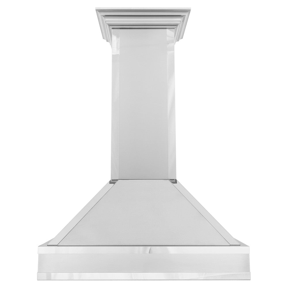 ZLINE Designer 30-inch range hood in satin stainless steel and mirror accents 655MR-30, front view