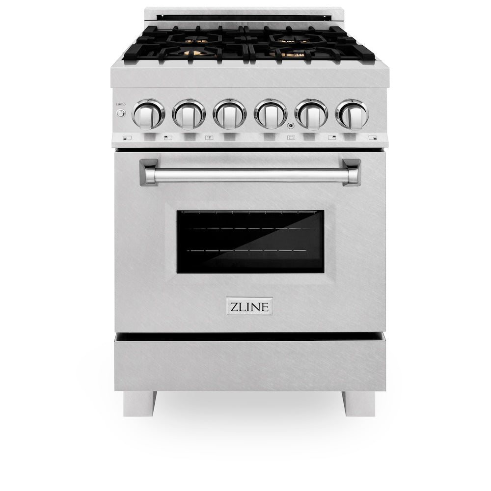 ZLINE Legacy 24-inch range in satin stainless steel RAS-SN-BR-24, front view