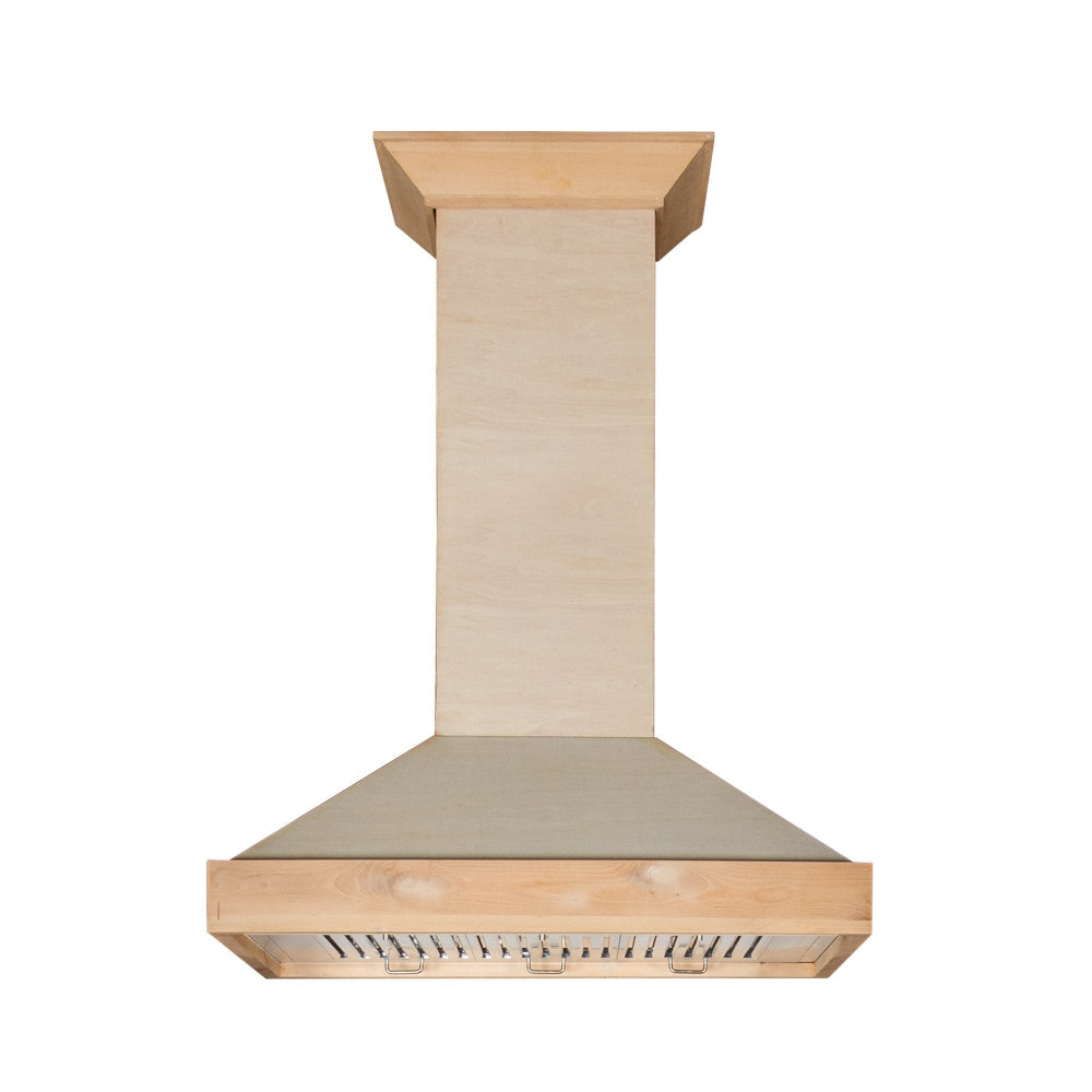 ZLINE Wooden 48-inch range hood in unfinished wood KBUF-48, view 3