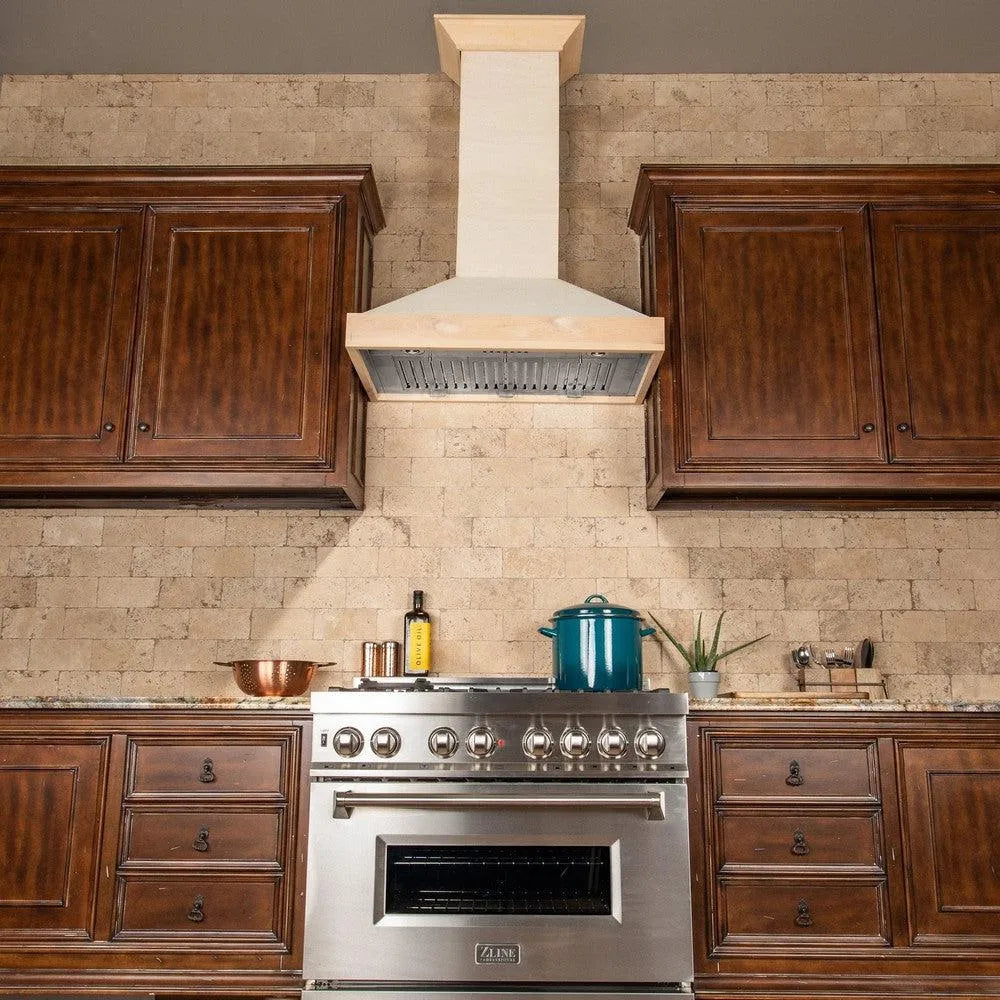 ZLINE Wooden 48-inch range hood in unfinished wood KBUF-48, view 2