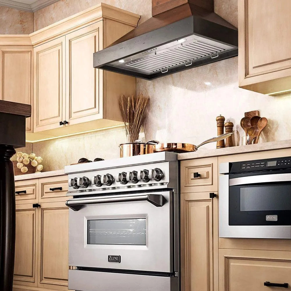 ZLINE Convertible Vent 30-inch range hood in antigua and walnut KBAR-30, view 2