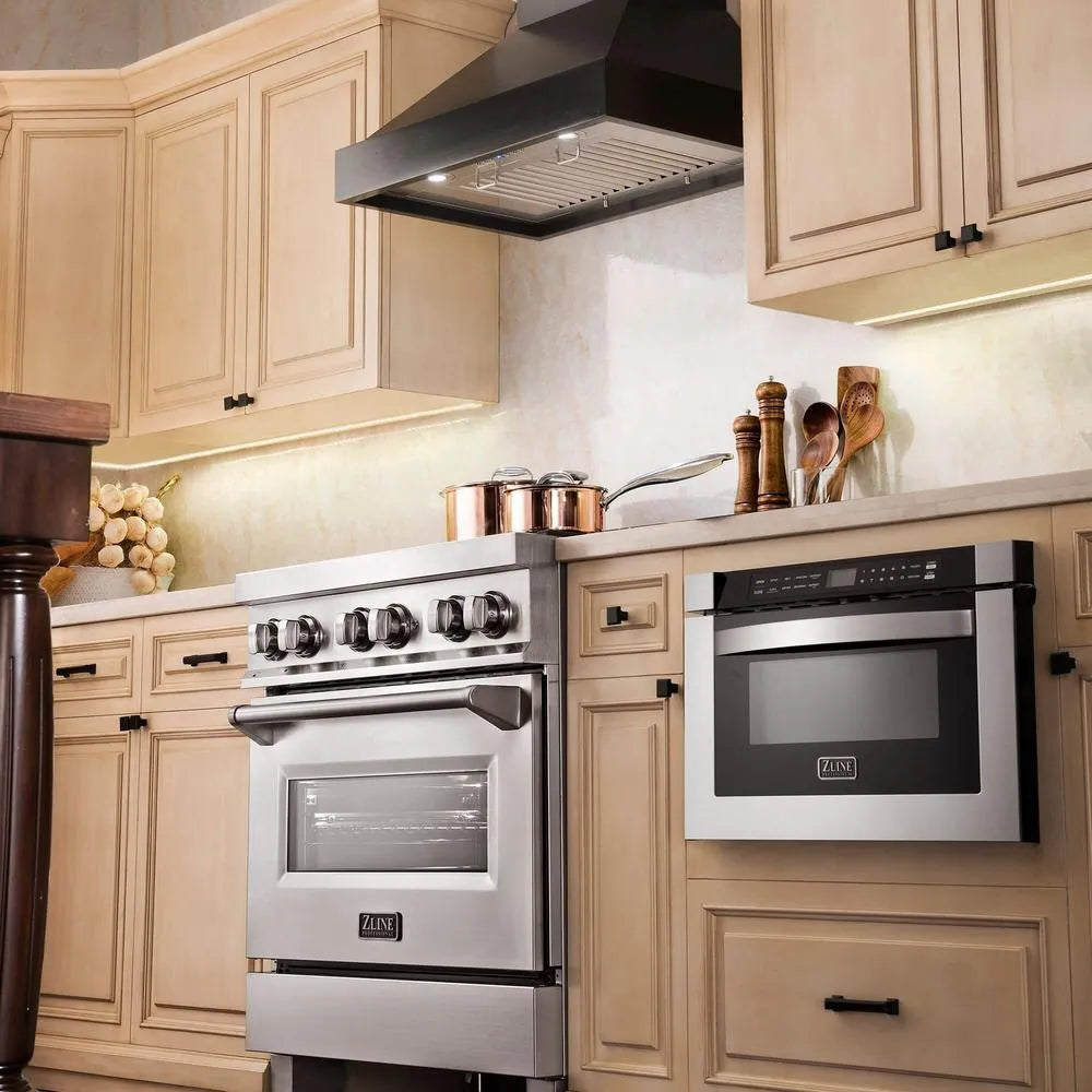 ZLINE Convertible Vent 30-inch range hood in black KBCC-30, view 2