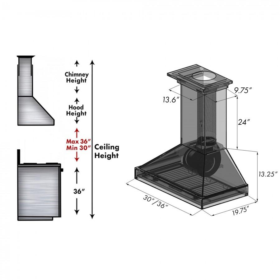 ZLINE Convertible Vent 36-inch range hood in rustic dark KPDD-36, view 7