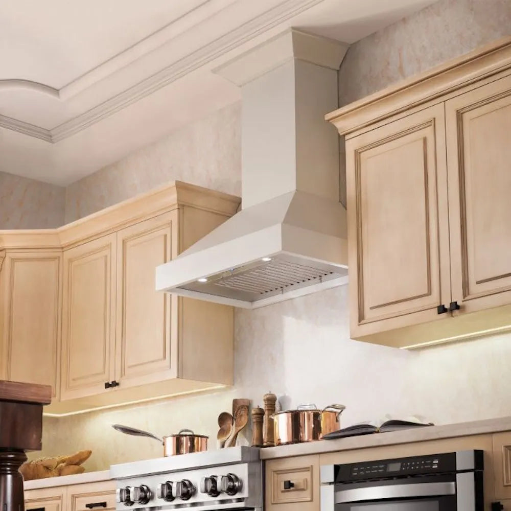 ZLINE Wooden 30-inch range hood in cottage white KBTT-30, view 2